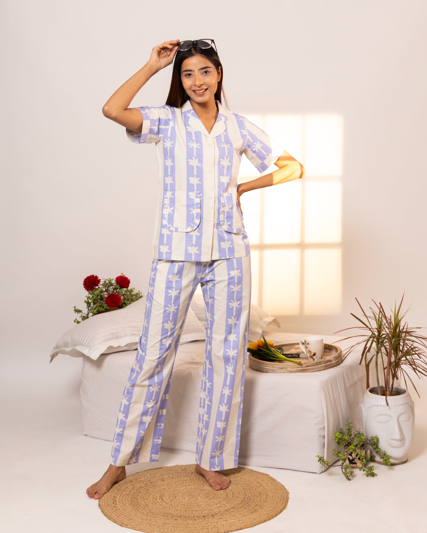 Moonlit Palms Poplin Sleep Set