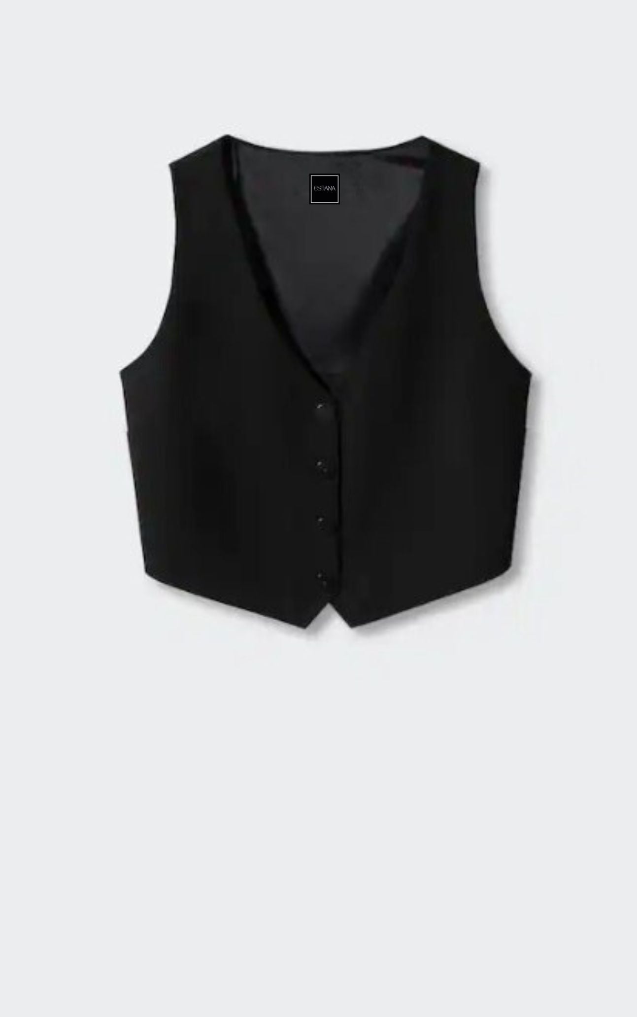 Black Straight-Cut Cropped V-Neck Waistcoat