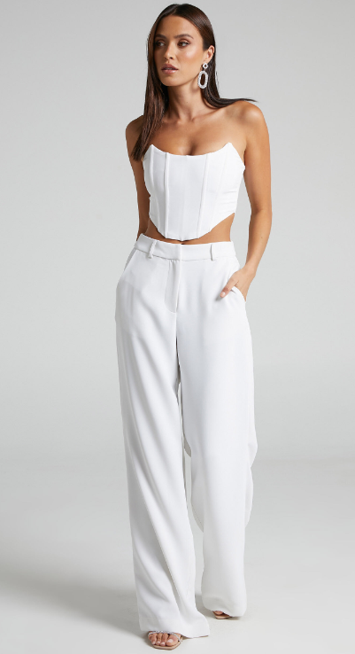 Ava White Strapless Bustier Corset Top