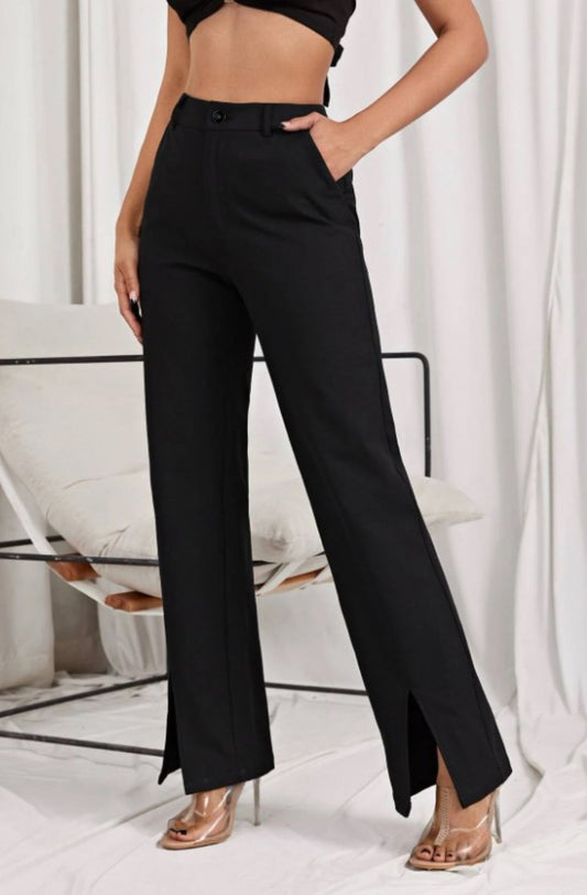 Solid Black Split Trousers