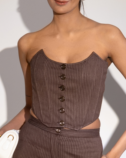 Evelyn Bronze Tailored Corset Top | Set