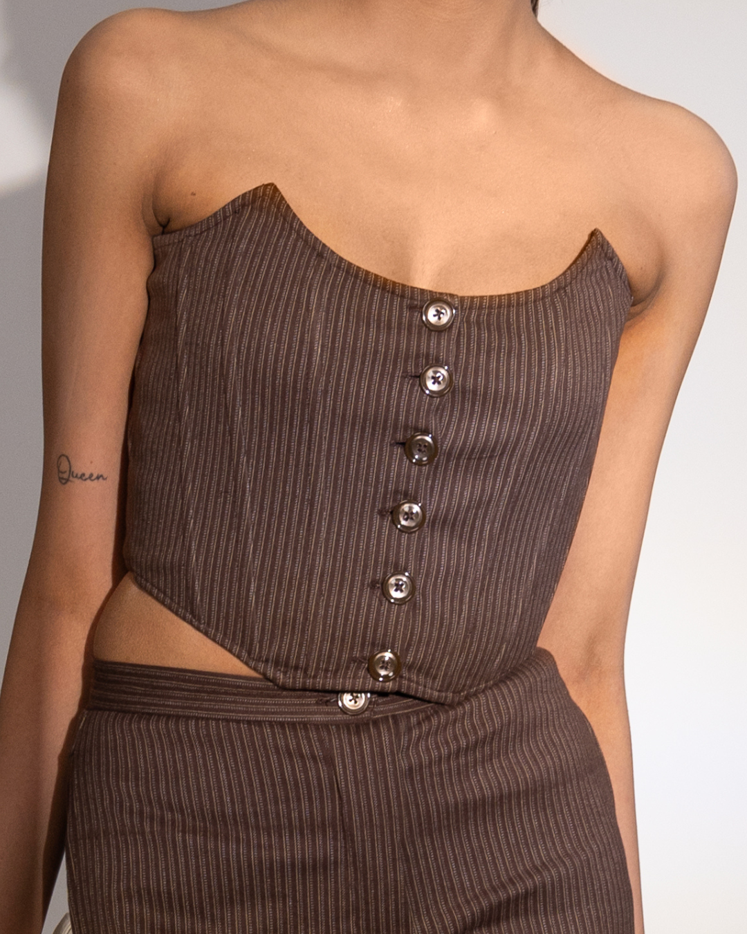 Evelyn Bronze Tailored Corset Top | Set