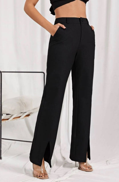 Solid Black Split Trousers