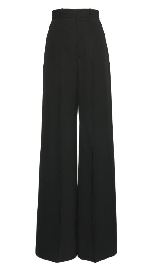 Black High-Rise Tailored Wide Leg Trousers