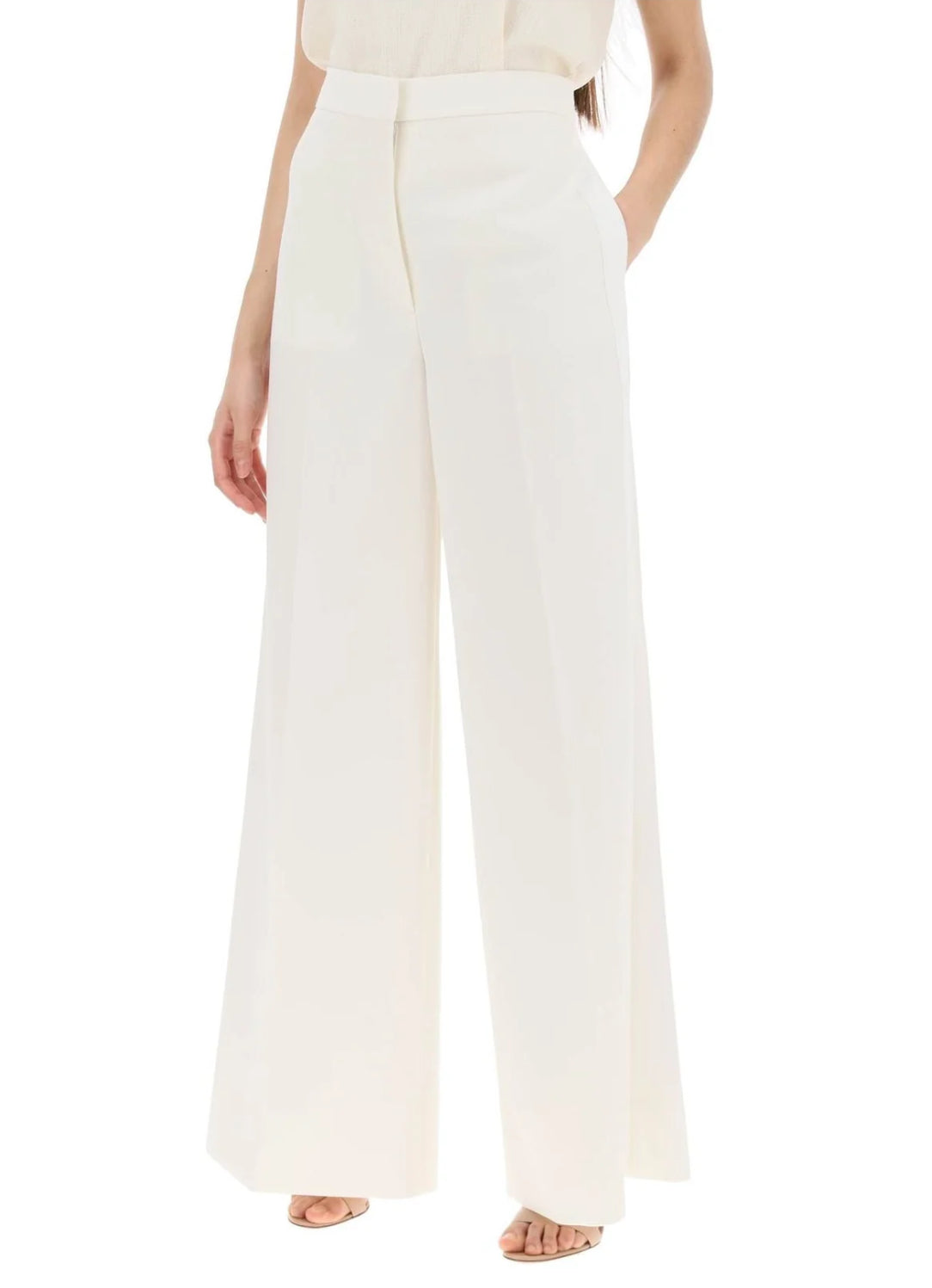 Belle High Rise Tailored Trousers- White