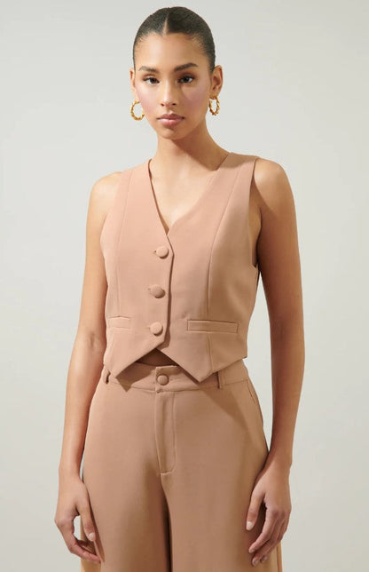 Belle Button Up Cropped Waistcoat