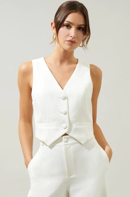 Belle Button Up Cropped Waistcoat