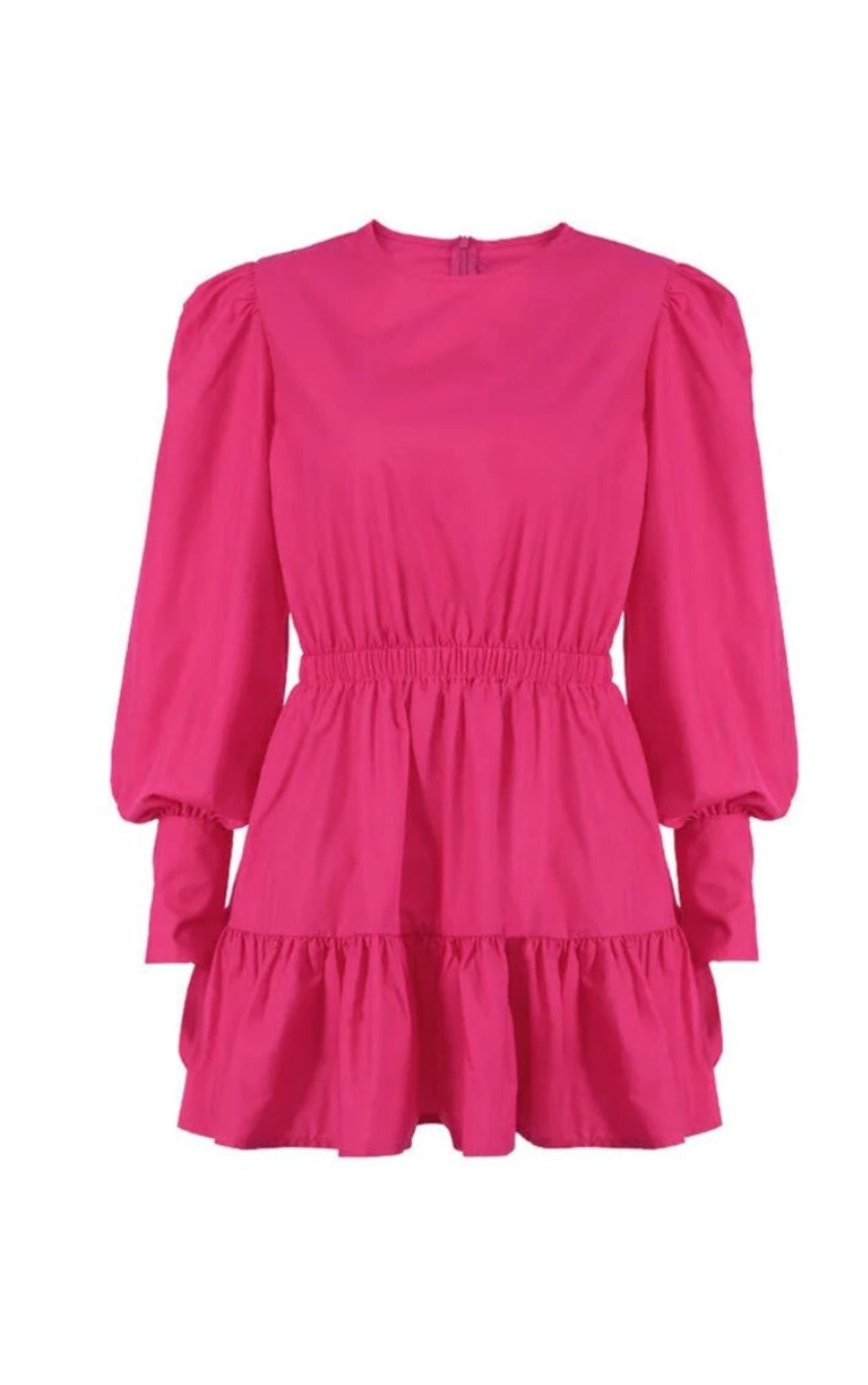 Vibrant Long Sleeve Flounce Hem Mini Dress