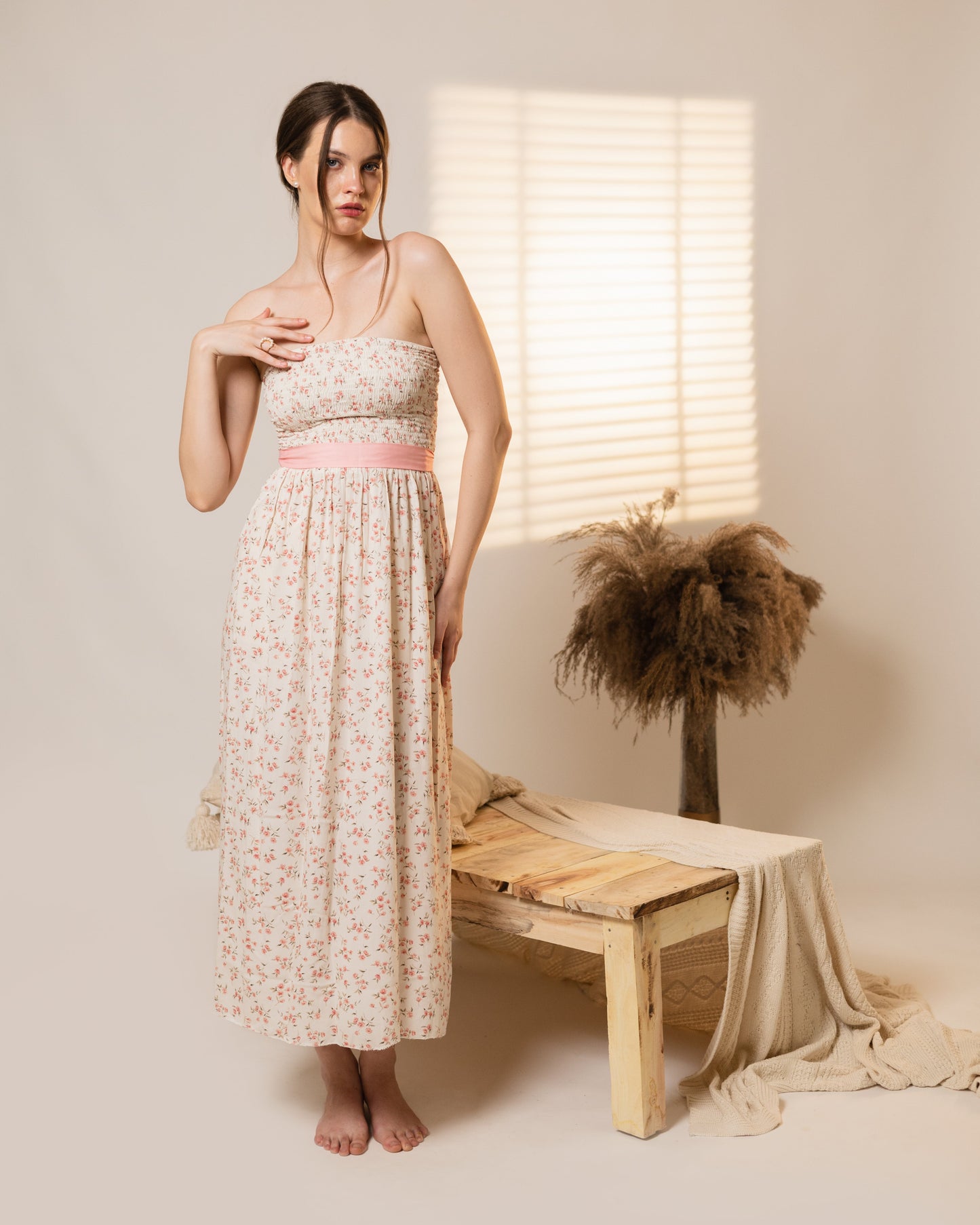 Soft Symphony Shirred Maxi Dress