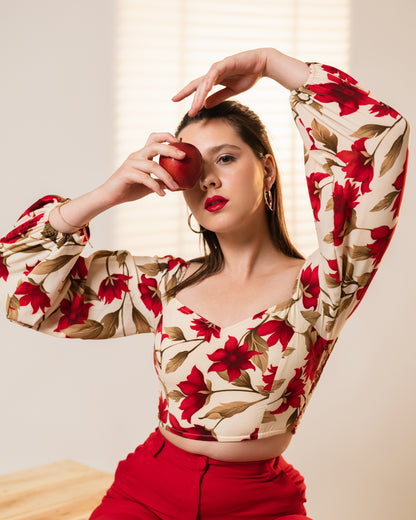 Rouge Romance Shirred Back Crop Top