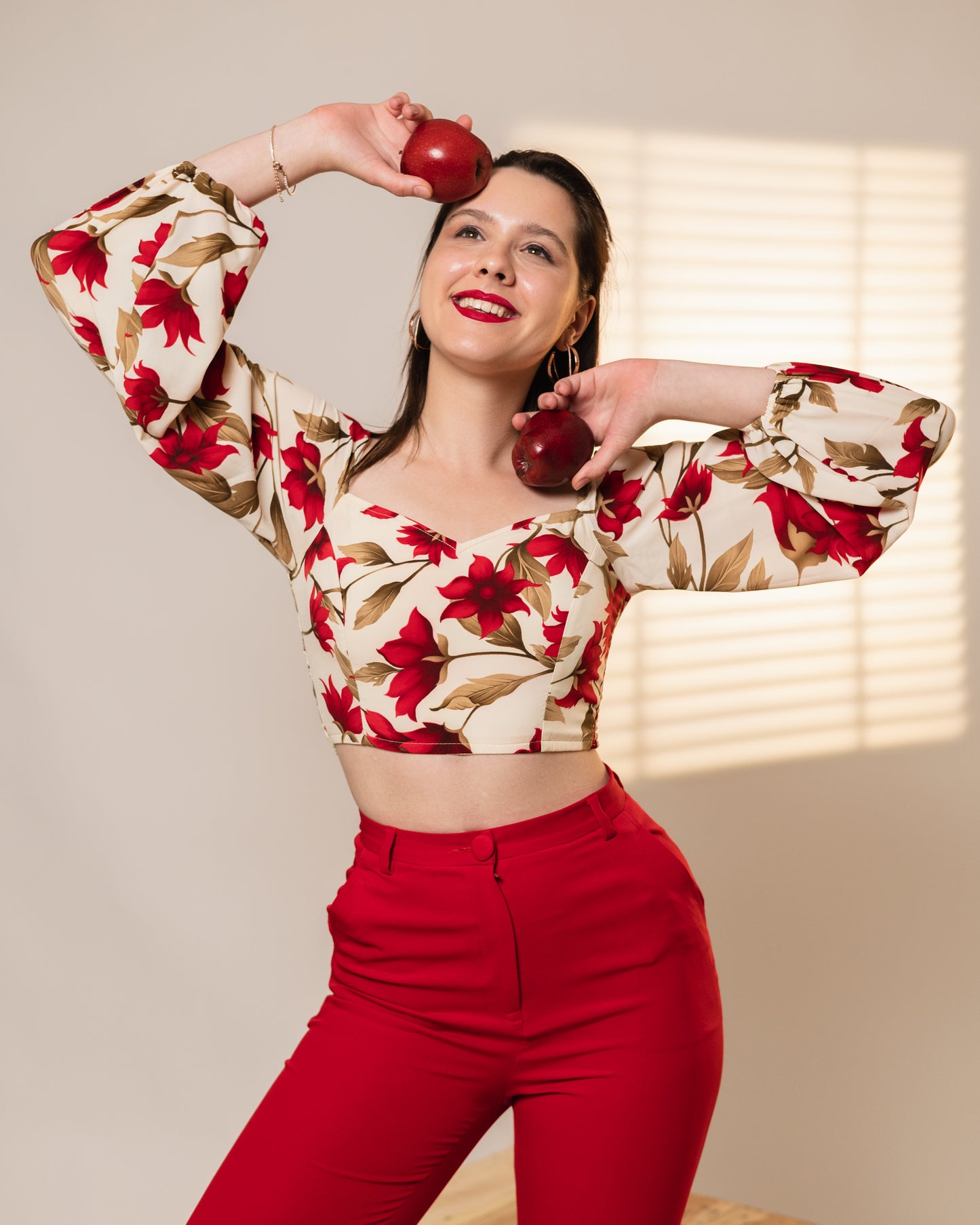 Rouge Romance Shirred Back Crop Top