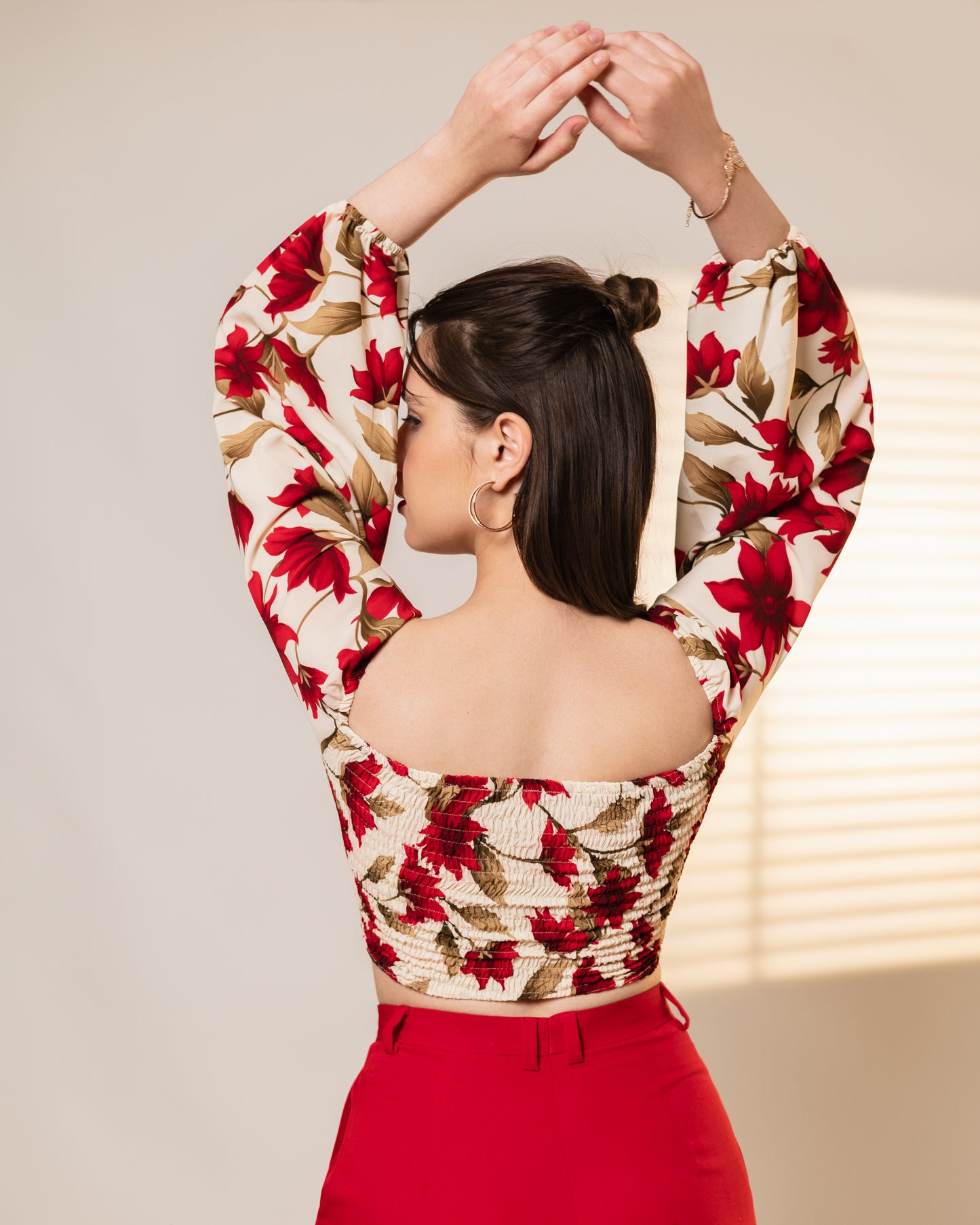 Rouge Romance Shirred Back Crop Top