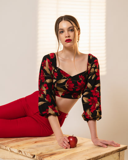 Rouge Romance Shirred Back Crop Top