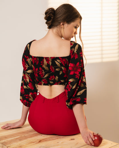 Rouge Romance Shirred Back Crop Top