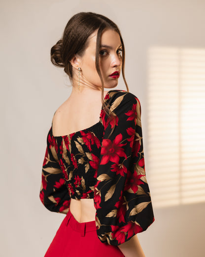 Rouge Romance Shirred Back Crop Top